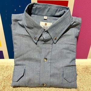 Tyndale USA ARC 6.0 Men's Button Up‎ LARGE Long Sleeves blue Flame Resistant